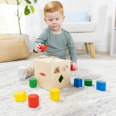 Shape Sorting Cube – Classic Wooden Montessori Toy with 12 Shapes for Early Learning & Motor Skills Development