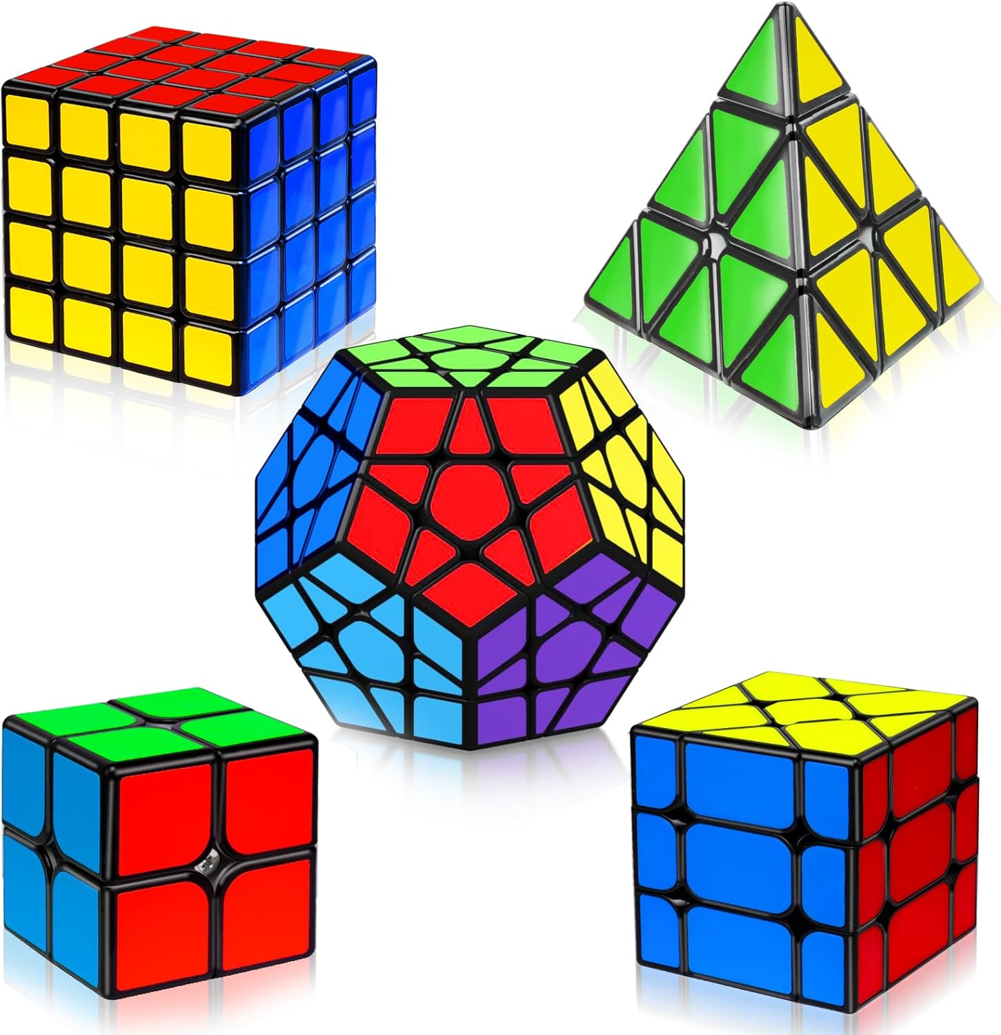 5-Pack Magic Speed Cube Set – 2x2, 3x3, 4x4 Puzzle Cubes for Kids