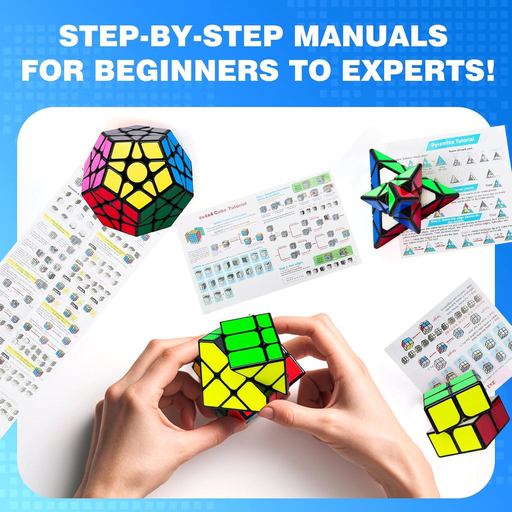 5-Pack Magic Speed Cube Set – 2x2, 3x3, 4x4 Puzzle Cubes for Kids