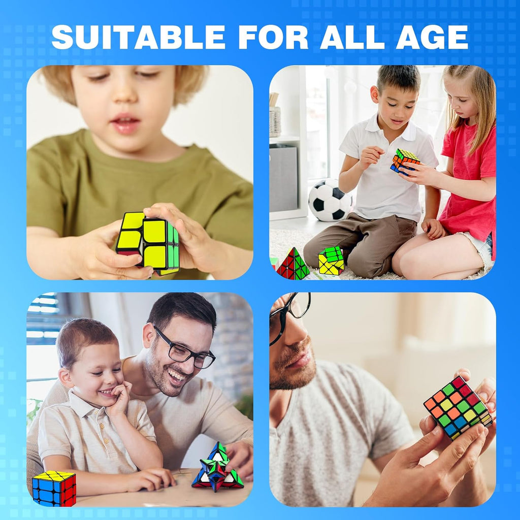 5-Pack Magic Speed Cube Set – 2x2, 3x3, 4x4 Puzzle Cubes for Kids