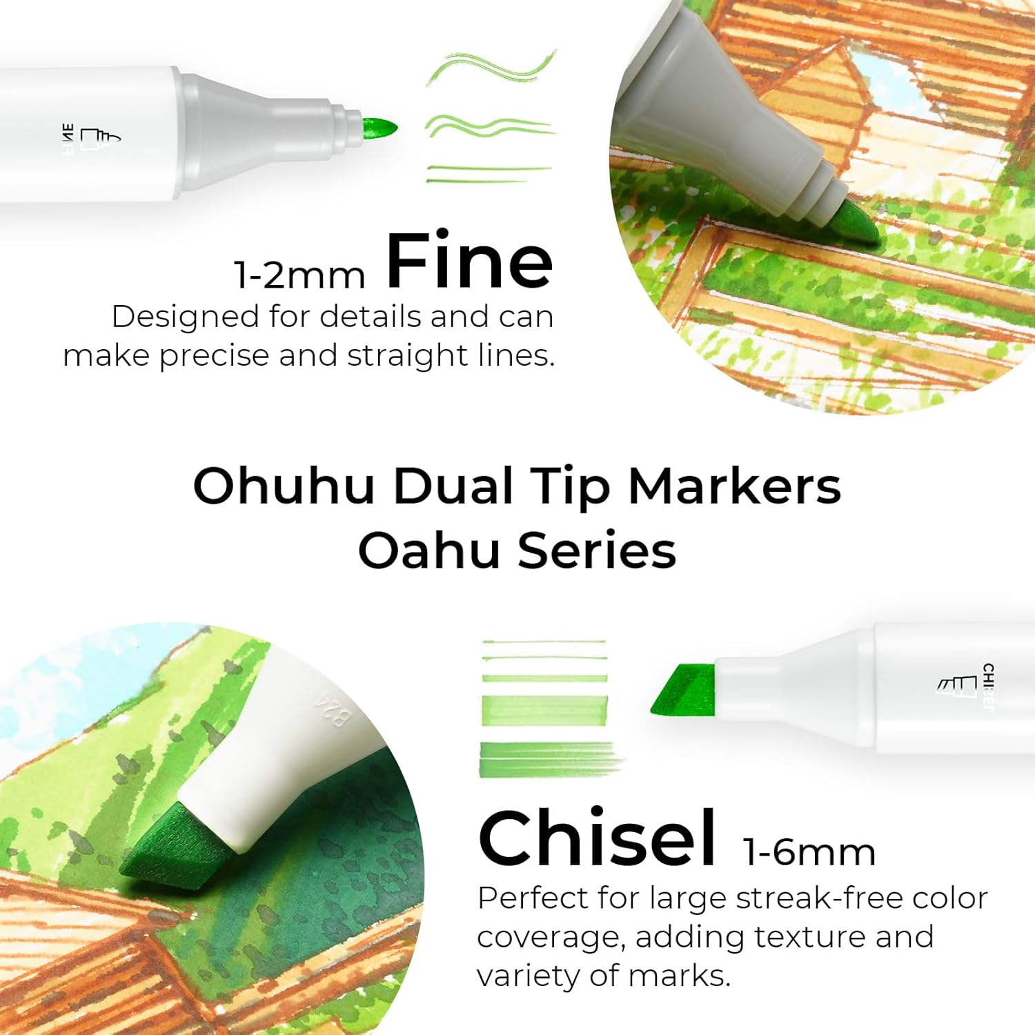 40-Color Alcohol Art Markers – Dual Tip Fine & Chisel Refillable Permanent Marker Set