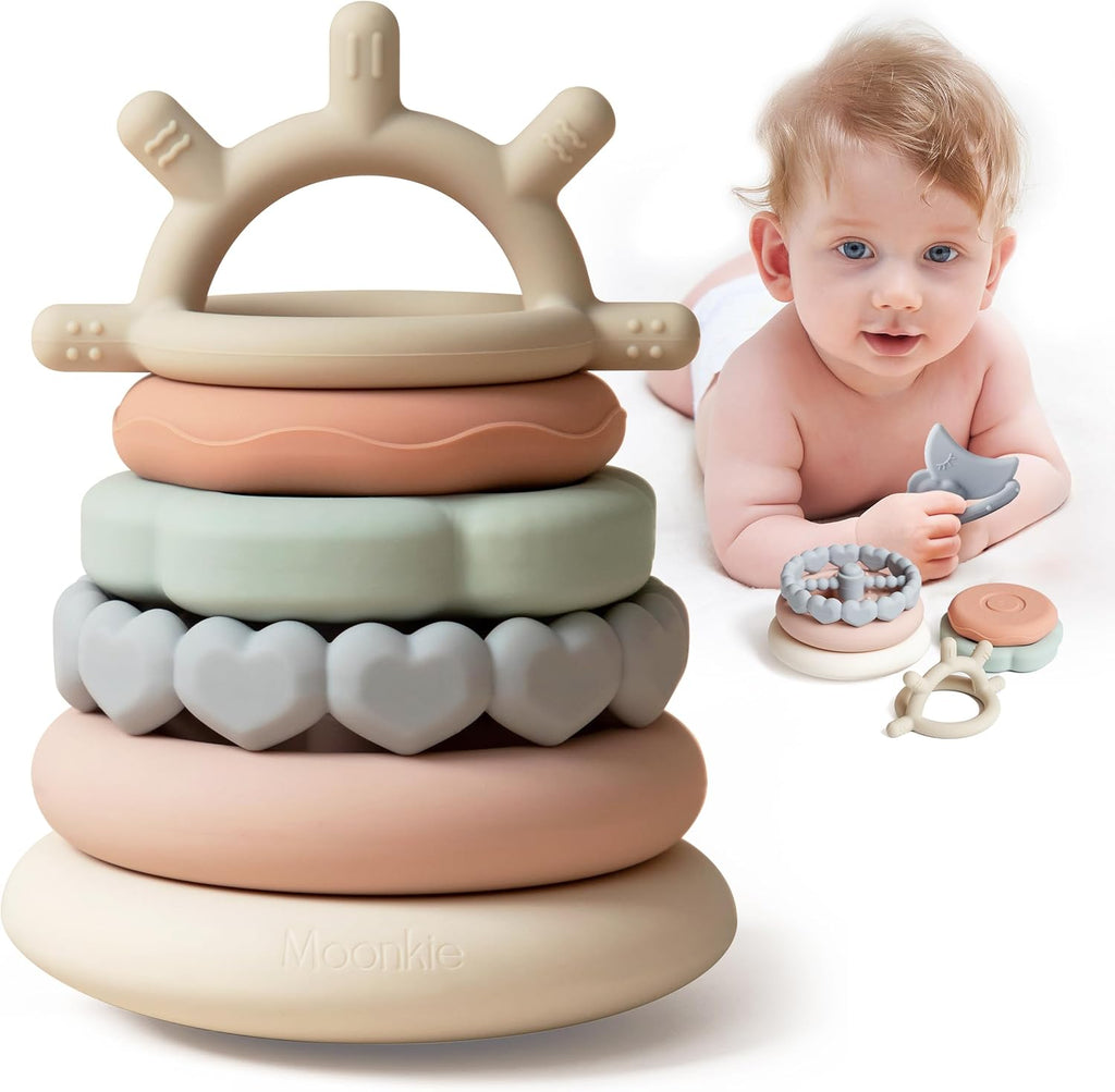 Stacks of Circles Soft Teething Toy – Montessori Sensory Stacking Toy for Babies & Early Development