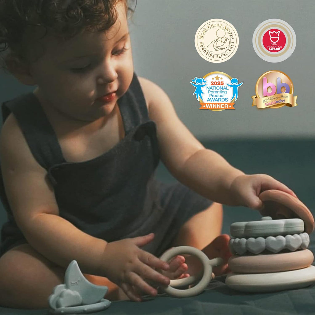 Stacks of Circles Soft Teething Toy – Montessori Sensory Stacking Toy for Babies & Early Development