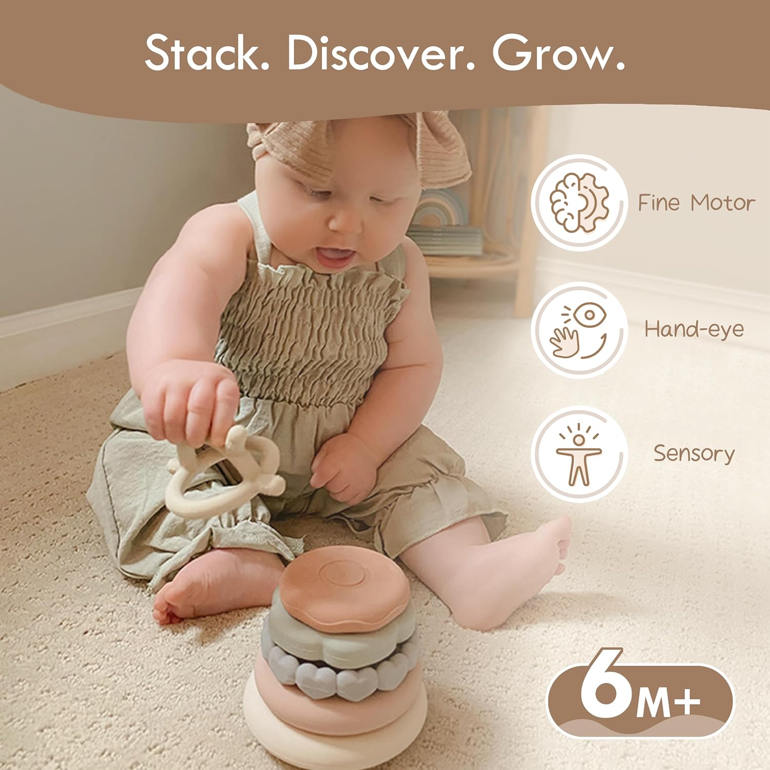 Stacks of Circles Soft Teething Toy – Montessori Sensory Stacking Toy for Babies & Early Development