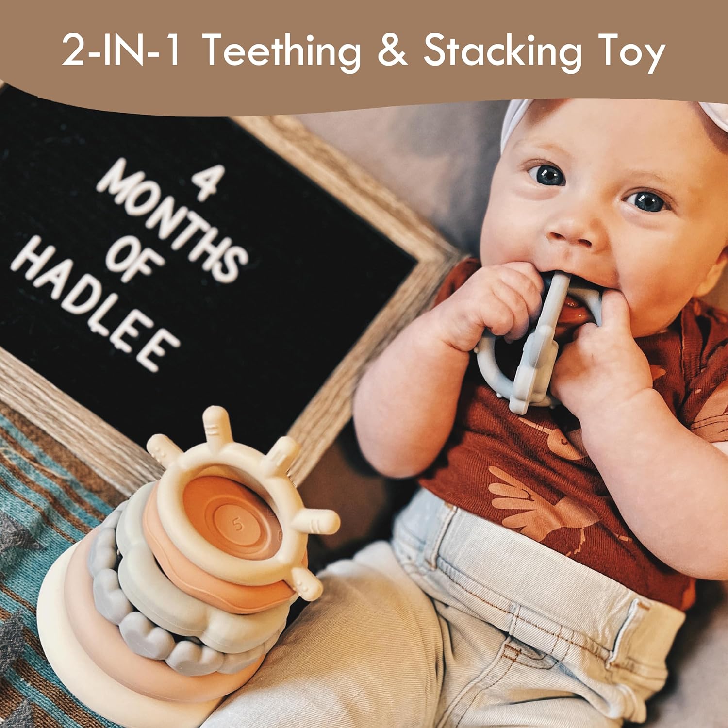 Stacks of Circles Soft Teething Toy – Montessori Sensory Stacking Toy for Babies & Early Development