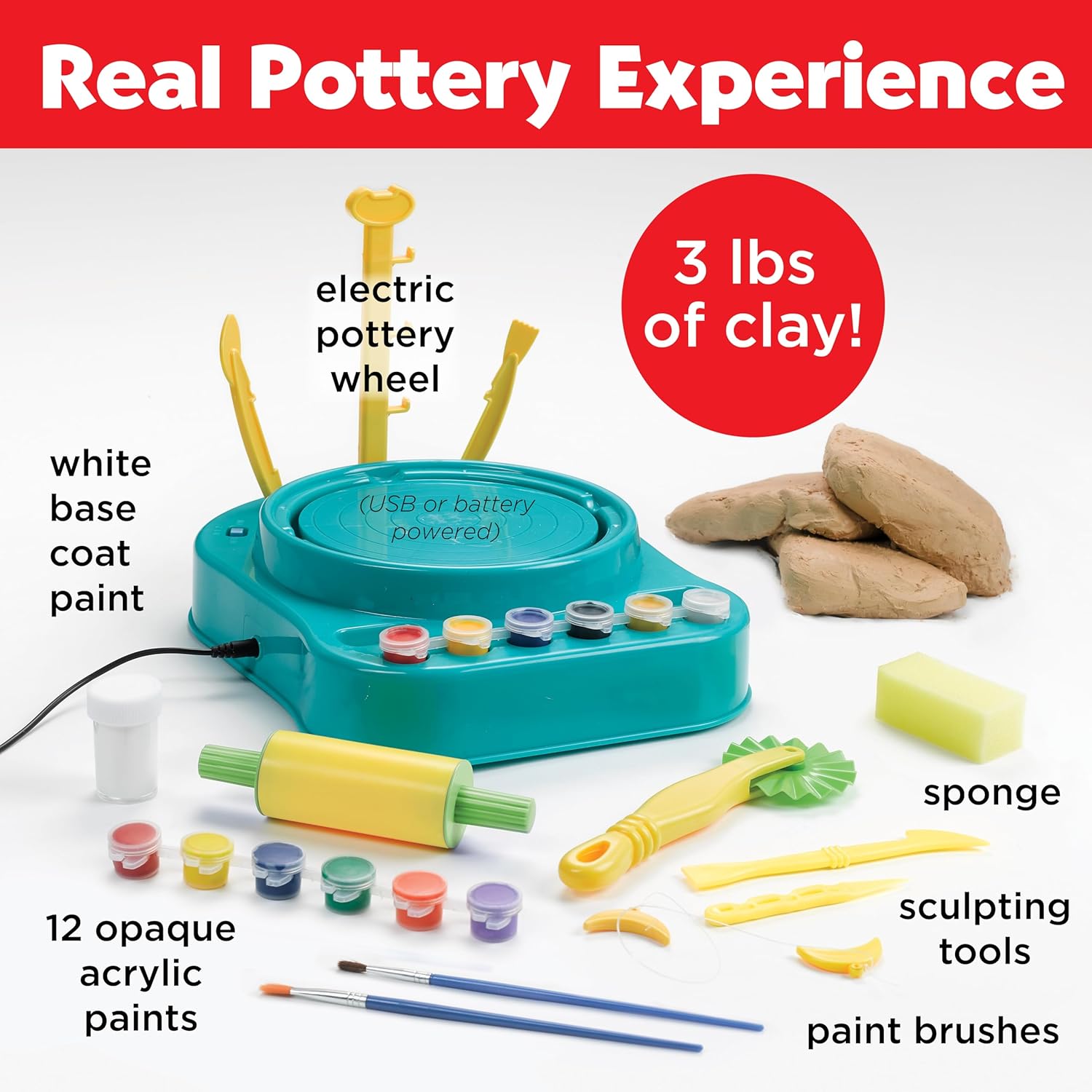 Pottery Studio Child Art Activity Kit – Creative Clay Modeling Set for Kids