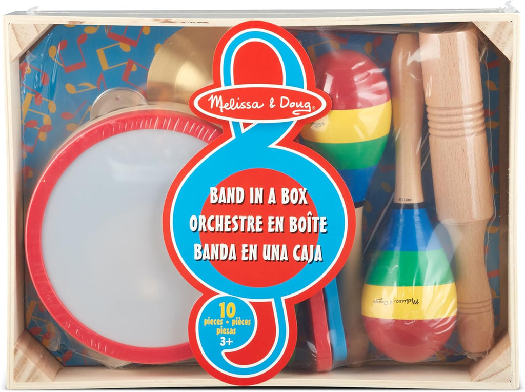 Band-in-a-Box Clap! Clang! Tap! – 10-Piece Musical Instrument Set for Kids Early Learning & Rhythm Development