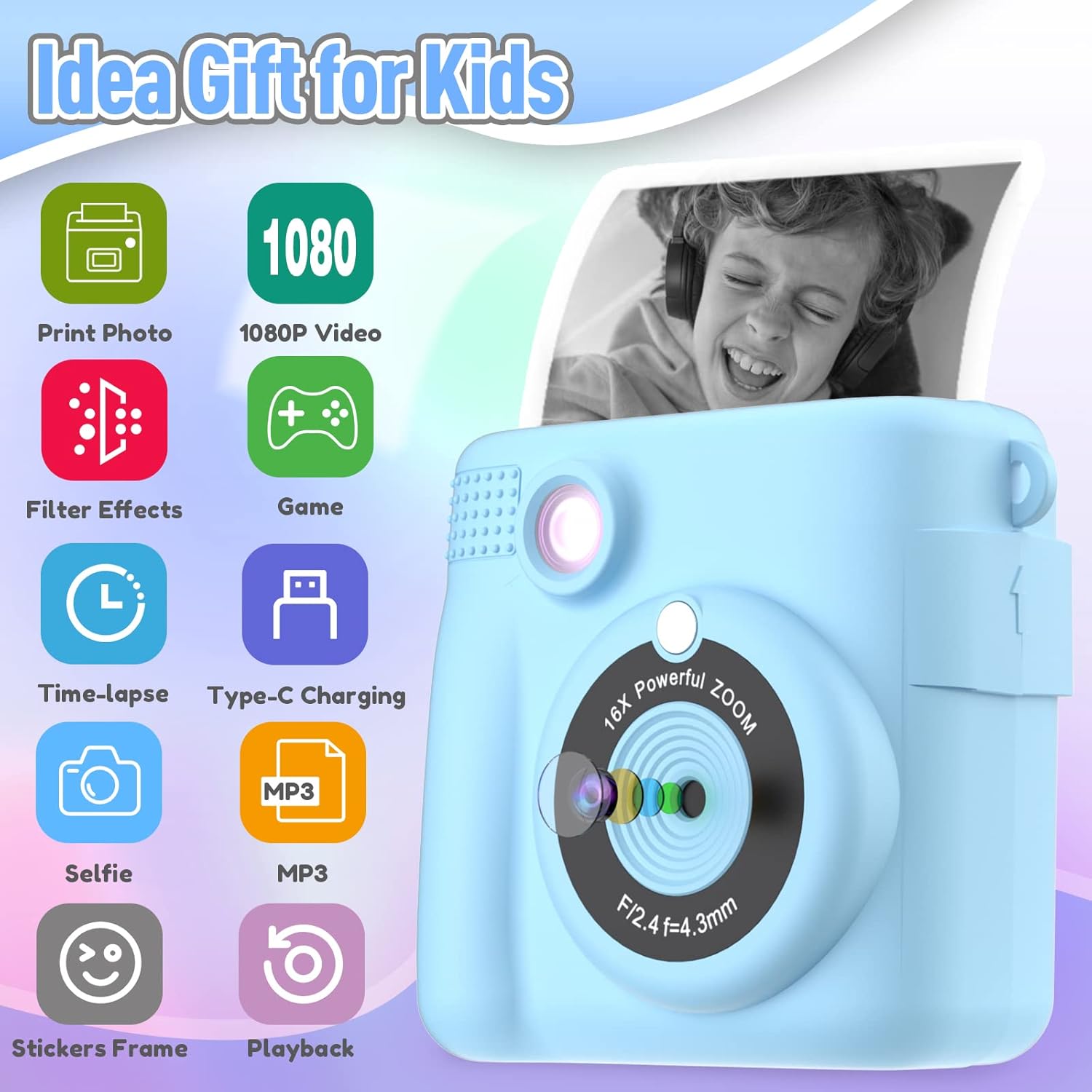 Kids Instant Print Camera – Digital Camera with Instant Photo Printing for Children