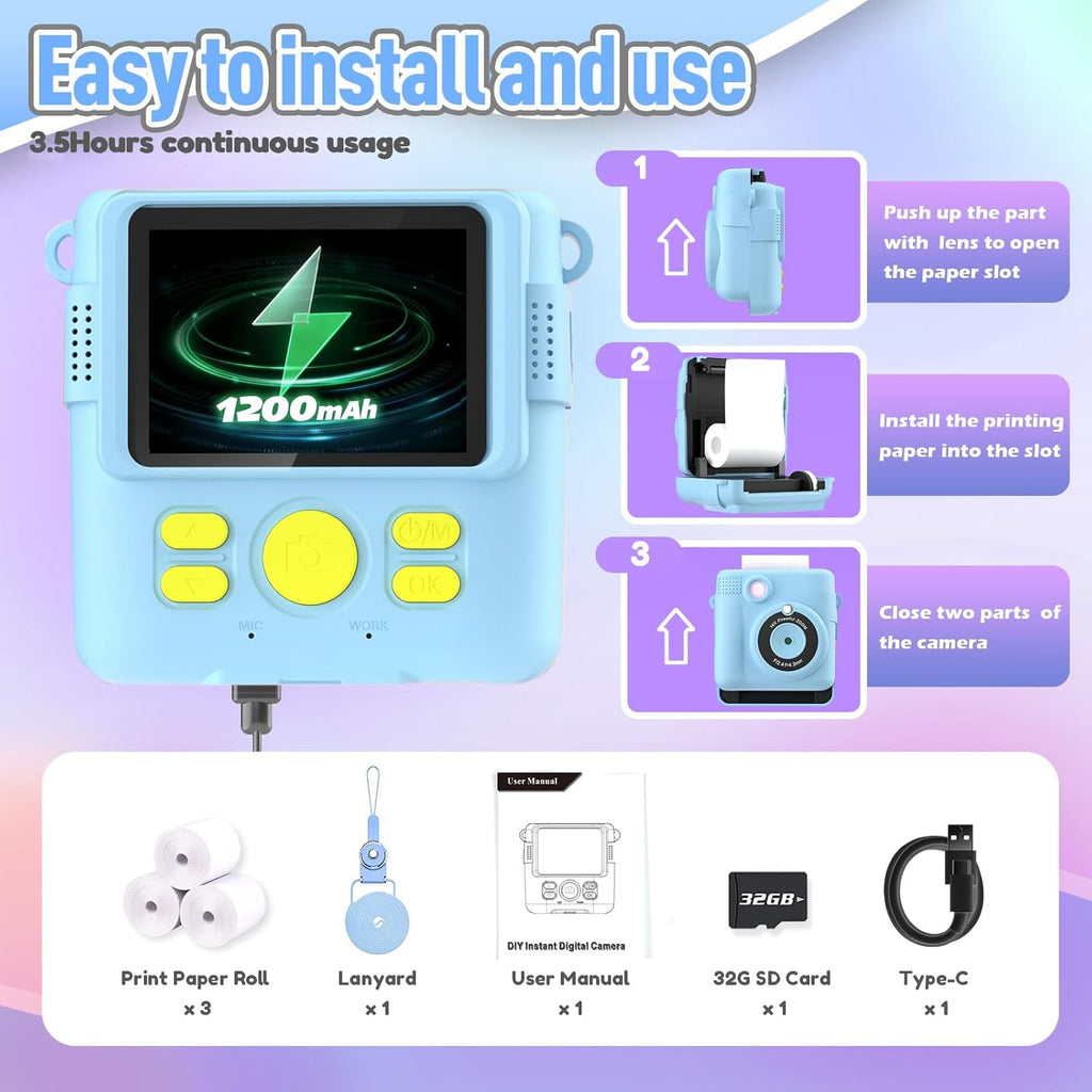 Kids Instant Print Camera – Digital Camera with Instant Photo Printing for Children