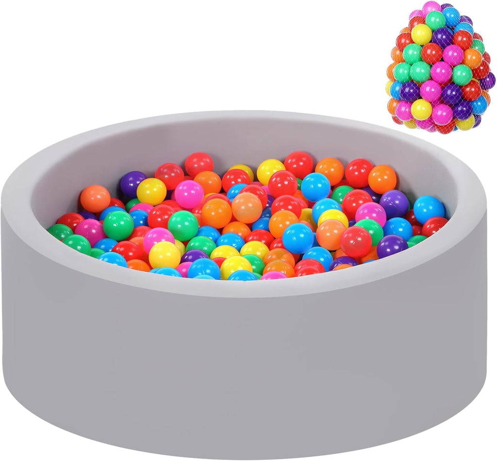 Foam Ball Pit for Toddlers with 100 Rainbow Balls – Soft Plush Indoor Play Pool for Babies & Kids, Sensory Activity Toy