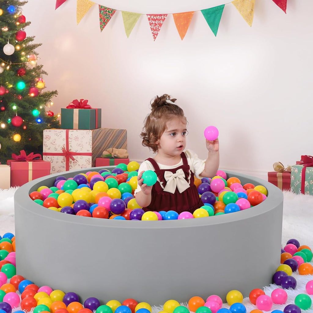 Foam Ball Pit for Toddlers with 100 Rainbow Balls – Soft Plush Indoor Play Pool for Babies & Kids, Sensory Activity Toy