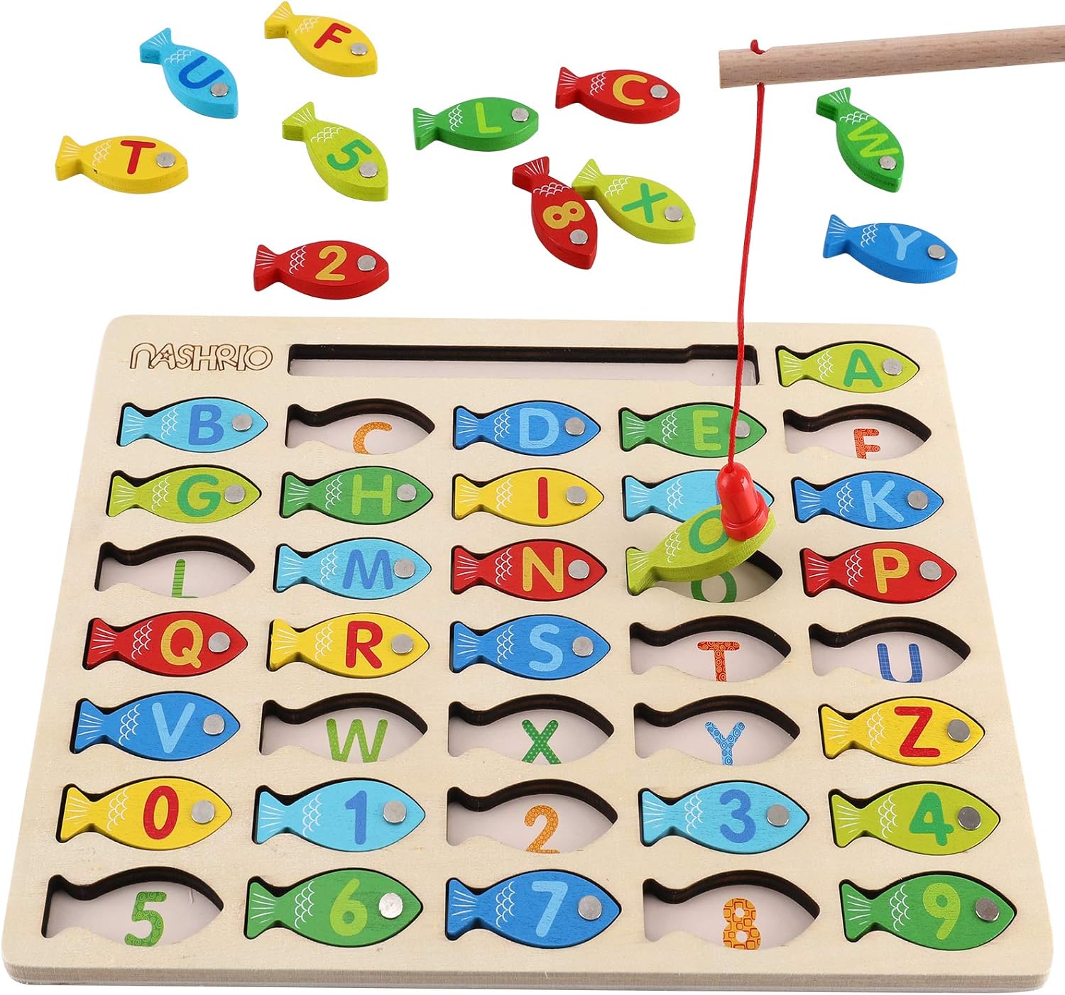 Magnetic Wooden Fishing Game Toy for Toddlers – Montessori Educational Fishing Set for Color Matching, Fine Motor Skills & Early Learning