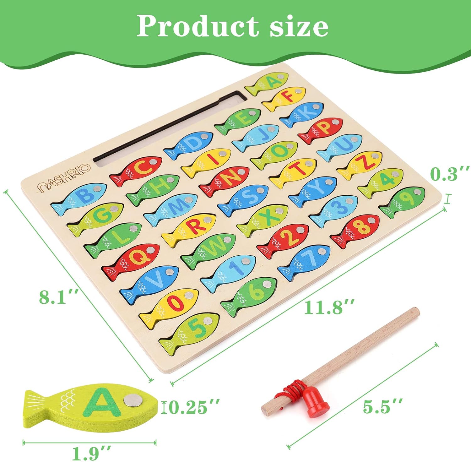 Magnetic Wooden Fishing Game Toy for Toddlers – Montessori Educational Fishing Set for Color Matching, Fine Motor Skills & Early Learning