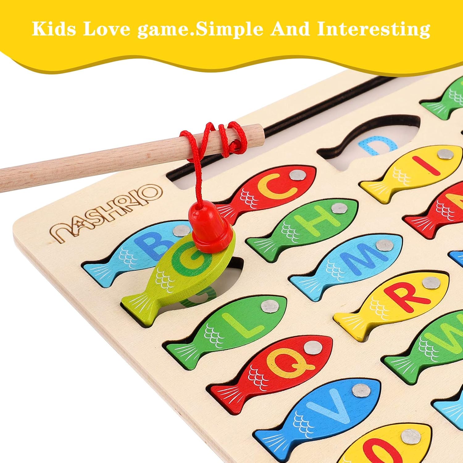 Magnetic Wooden Fishing Game Toy for Toddlers – Montessori Educational Fishing Set for Color Matching, Fine Motor Skills & Early Learning