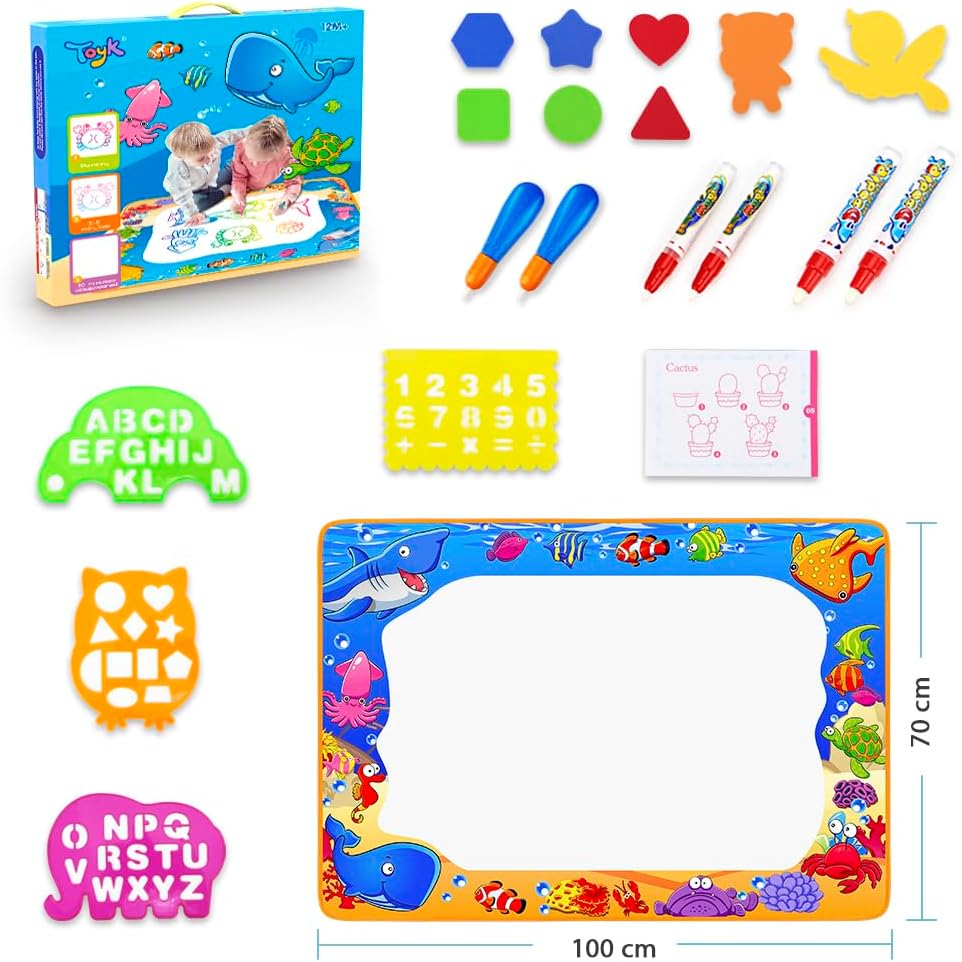 Water Doodle Mat for Kids – Reusable Aqua Drawing & Writing Magic Coloring Mat for Toddlers, Mess-Free Educational Learning Toy