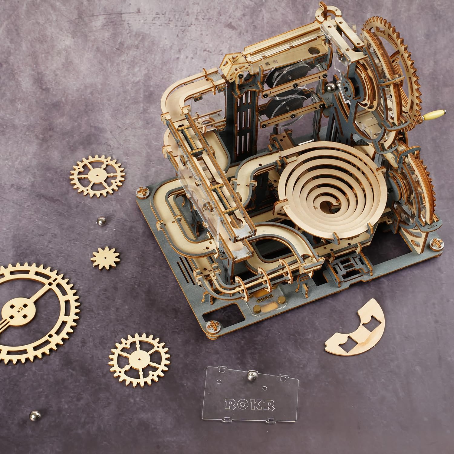 3D Wooden Marble Run Puzzle for Kids – Mechanical Model Building Kit