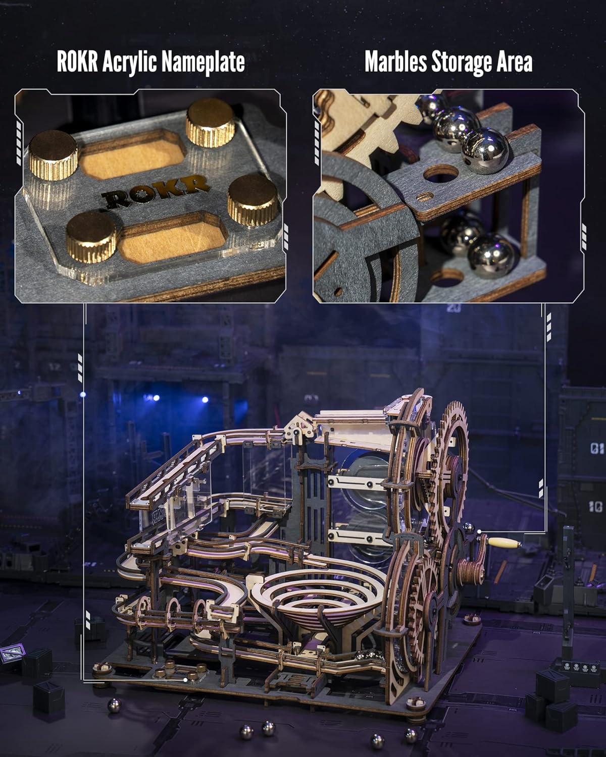 3D Wooden Marble Run Puzzle for Kids – Mechanical Model Building Kit