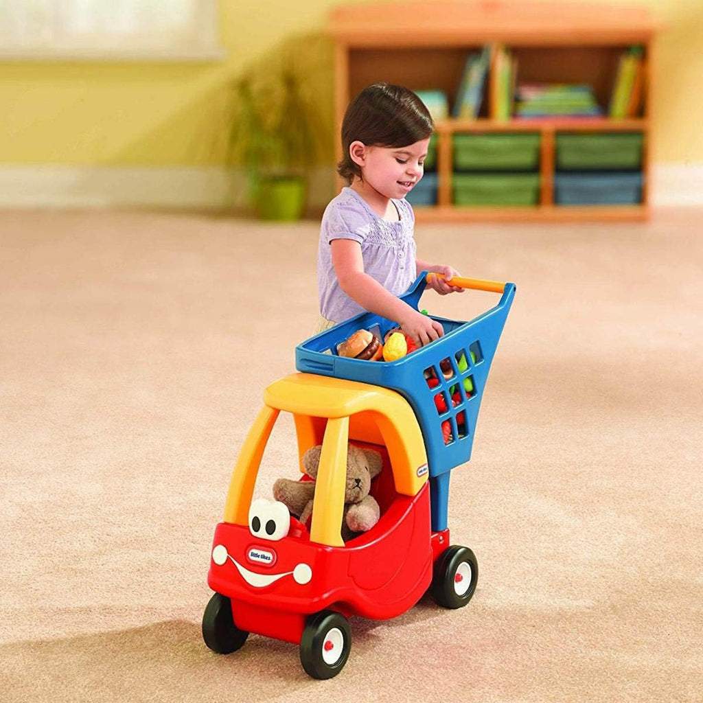 Cozy Shopping Cart for Kids – Red & Yellow Pretend Play Grocery Cart Toy for Imaginative Role Play, Shopping & Learning Fun