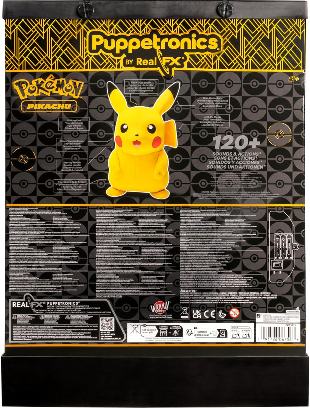 Pokémon Pikachu Puppetronic by RealFX – 16-Inch Interactive Plush with 120+ Animations, Lights & Sounds