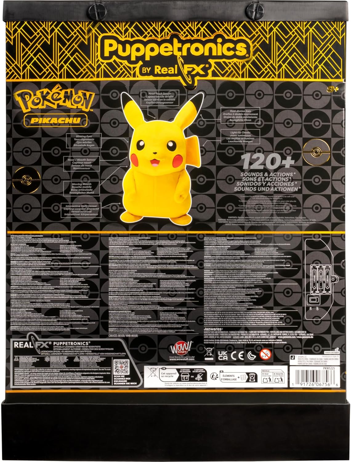 Pokémon Pikachu Puppetronic by RealFX – 16-Inch Interactive Plush with 120+ Animations, Lights & Sounds