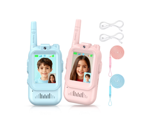 Kids Video Walkie Talkies with HD Camera – 1300FT Long Range, 2.0" IPS Screen, Voice Changer & USB-C Rechargeable (2-Pack)