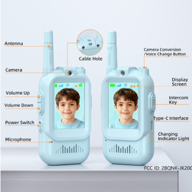 Kids Video Walkie Talkies with HD Camera – 1300FT Long Range, 2.0" IPS Screen, Voice Changer & USB-C Rechargeable (2-Pack)