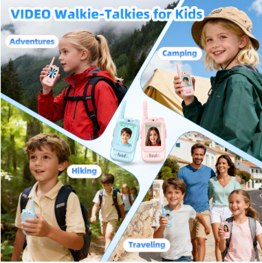 Kids Video Walkie Talkies with HD Camera – 1300FT Long Range, 2.0" IPS Screen, Voice Changer & USB-C Rechargeable (2-Pack)