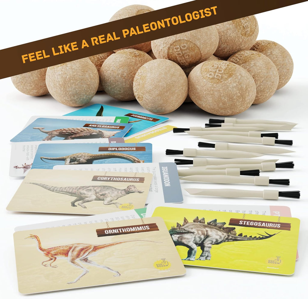 Dig a Dozen Dino Egg Kit for Kids – 12 Dinosaur Excavation Eggs STEM Dig & Discover Science Toy Set for Fossil Hunting & Learning Fun