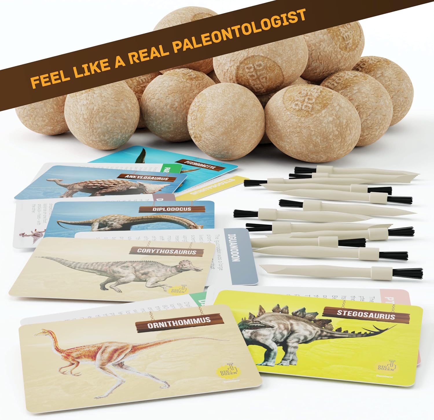 Dig a Dozen Dino Egg Kit for Kids – 12 Dinosaur Excavation Eggs STEM Dig & Discover Science Toy Set for Fossil Hunting & Learning Fun