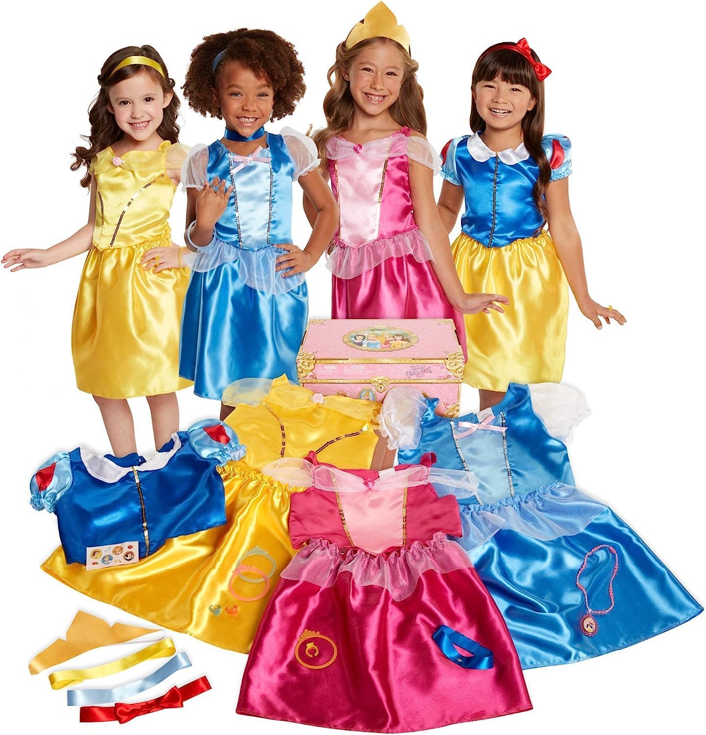 Princess Dress Up Trunk Deluxe 21-Piece Costume Set for Girls – Pretend Play Fashion Accessories Kit for Imaginative Role Play & Princess Fun