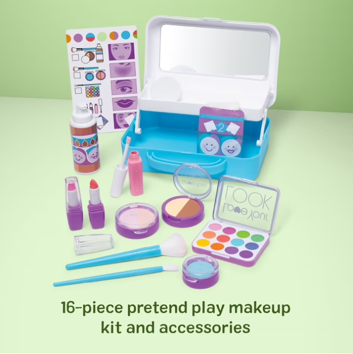 Love Your Look Pretend Makeup Kit Play Set – 16 Pieces Kids Beauty Makeup Set for Imaginative Role Play, Fashion Fun & Creative Learning