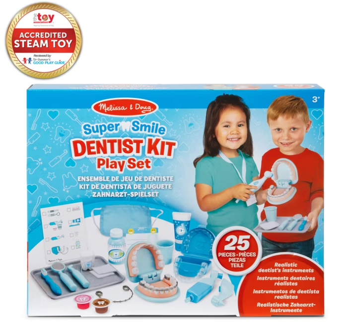 Dentist Kit Pretend Play Set with Teeth & Dental Accessories – 25-Piece Kids Doctor Dental Playset for Imaginative Role Play & Learning Fun