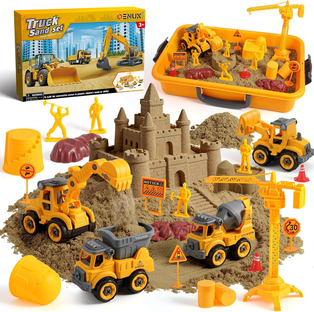 Construction Set Beach Building Castle Kit with 2.2lbs Play Sand – Kids Sandbox Construction Toys