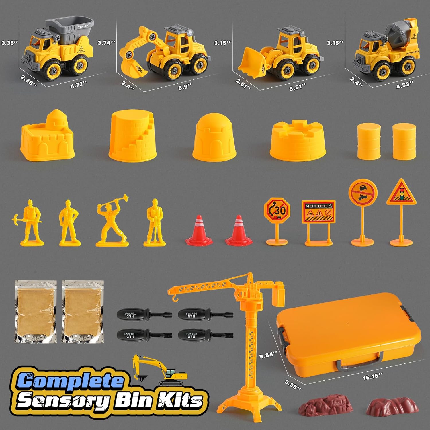 Construction Set Beach Building Castle Kit with 2.2lbs Play Sand – Kids Sandbox Construction Toys