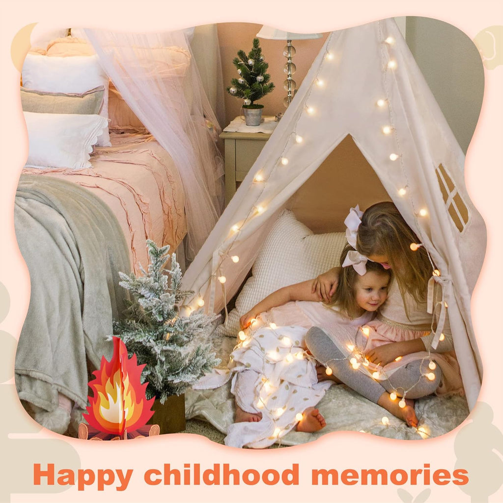 Teepee Tent for Kids with Star Lights – Indoor & Outdoor Kids Play Tent with LED Fairy Lights for Reading, Imaginative Play & Cozy Hideaway Fun