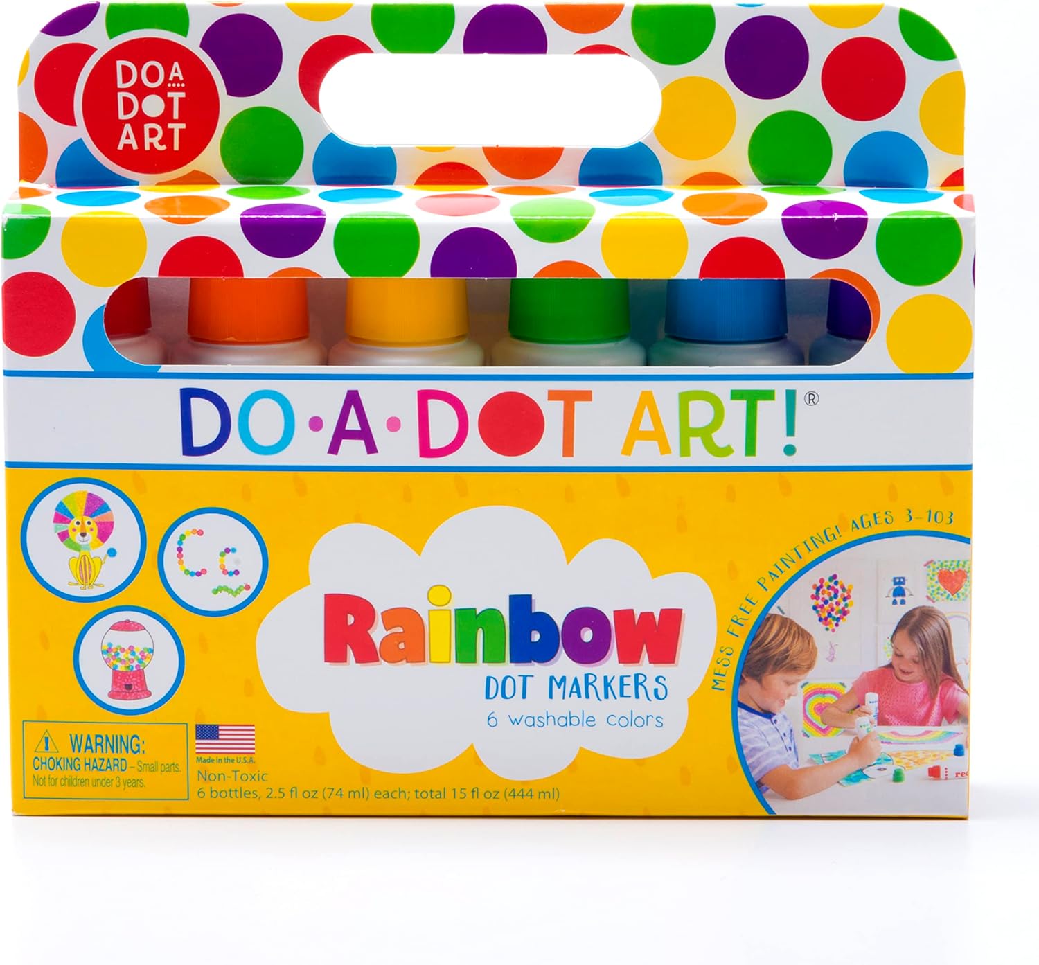Do A Dot Art! Markers 6-Pack Rainbow Washable Paint Markers – Mess-Free Dot Painting Art Set for Kids Creativity, Learning & Fun