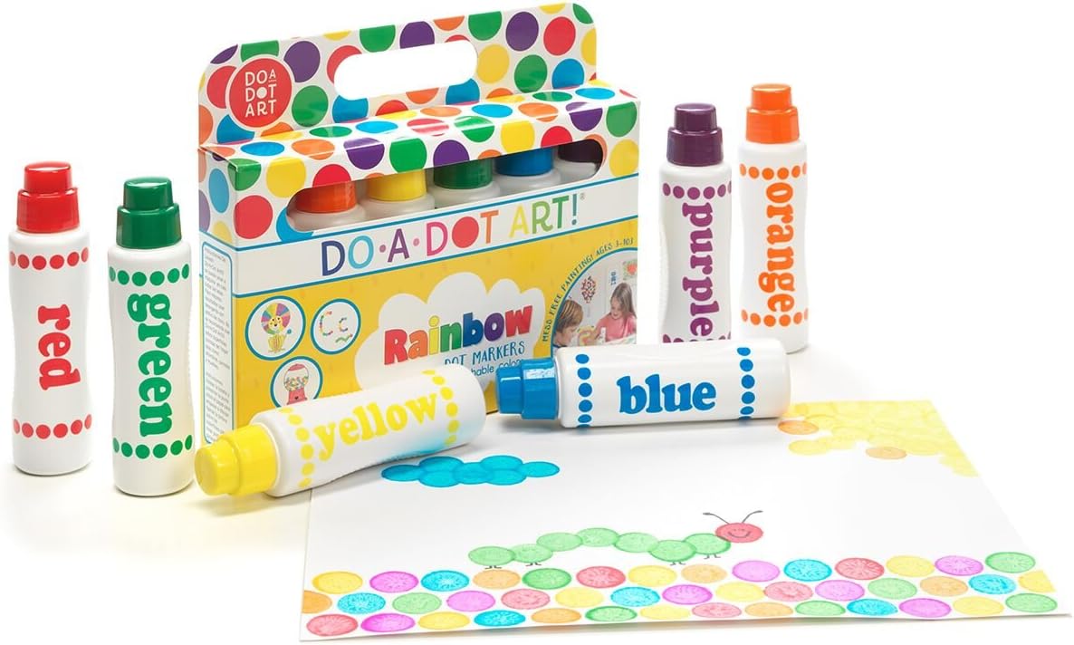 Do A Dot Art! Markers 6-Pack Rainbow Washable Paint Markers – Mess-Free Dot Painting Art Set for Kids Creativity, Learning & Fun