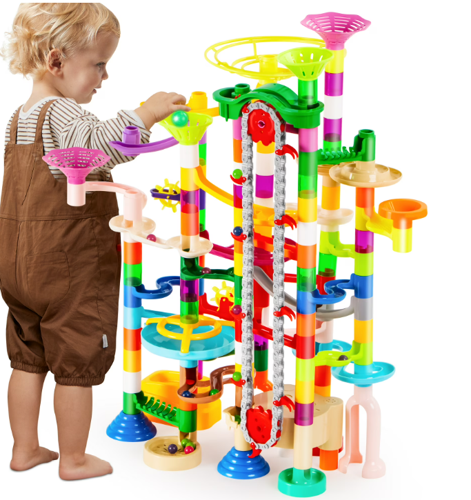 236-Piece Glowing Marble Run with Motorized Elevator – Construction Building Blocks Set with 30 Glow-in-the-Dark Marbles STEM Engineering Toy for Kids
