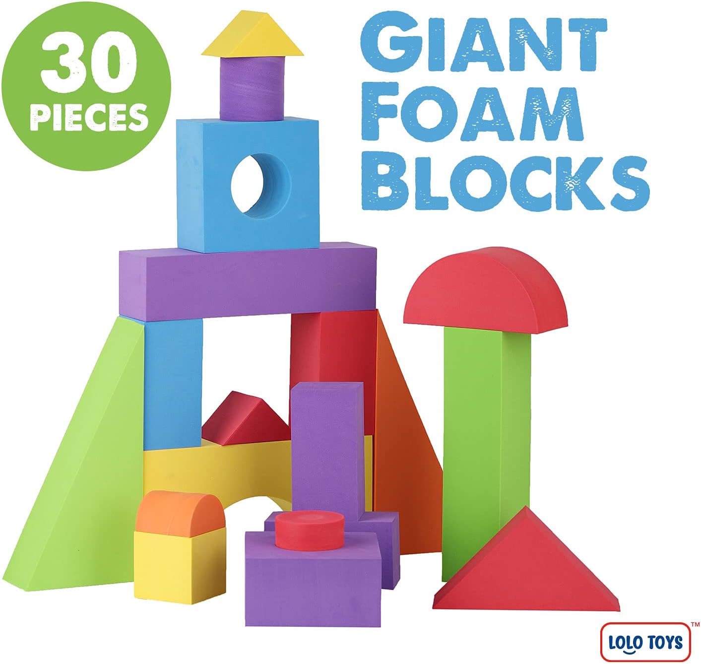 Large Building Foam Blocks for Toddlers – 30-Piece Giant Jumbo Soft Building Blocks Set for Creative Construction, STEM Learning & Motor Skills Development