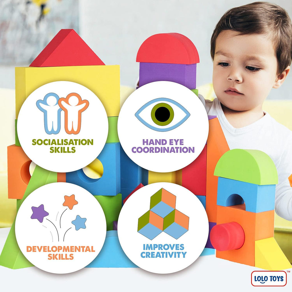 Large Building Foam Blocks for Toddlers – 30-Piece Giant Jumbo Soft Building Blocks Set for Creative Construction, STEM Learning & Motor Skills Development