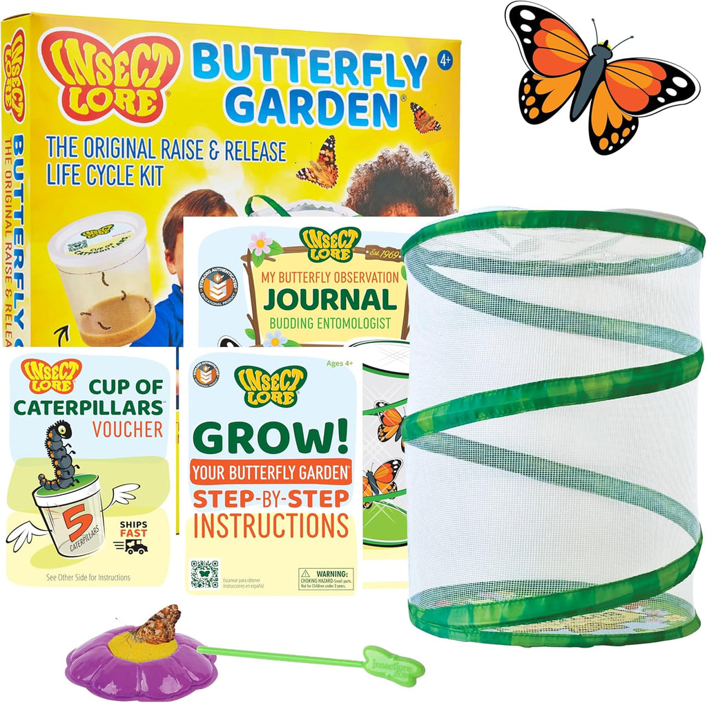 Raise and Release Butterfly Garden Kit – Live Butterfly Growing STEM Educational Set for Kids Science, Nature Learning & Outdoor Exploration