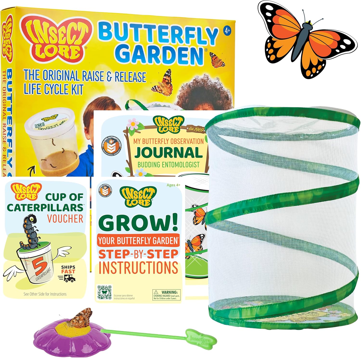 Raise and Release Butterfly Garden Kit – Live Butterfly Growing STEM Educational Set for Kids Science, Nature Learning & Outdoor Exploration