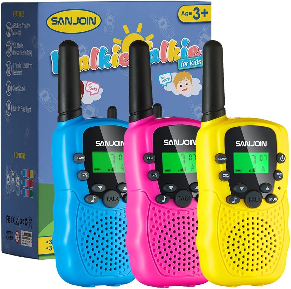 3-Pack Walkie Talkies for Kids – Outdoor Adventure Toys with Clear Sound, Long Range Communication for Games, Camping & Imaginative Play