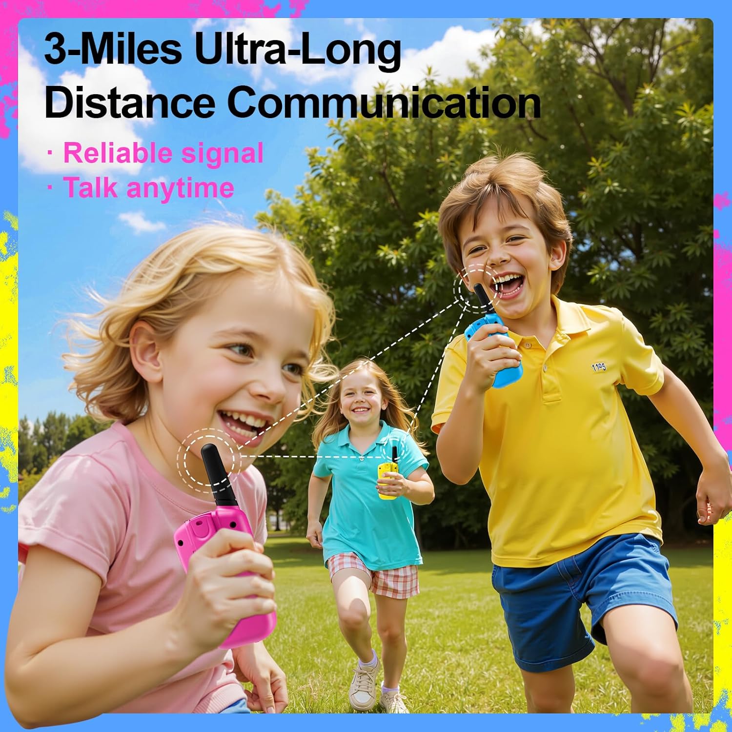 3-Pack Walkie Talkies for Kids – Outdoor Adventure Toys with Clear Sound, Long Range Communication for Games, Camping & Imaginative Play