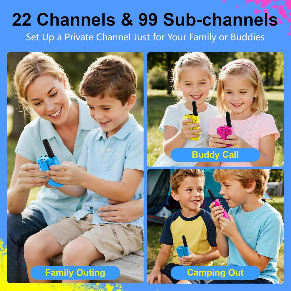 3-Pack Walkie Talkies for Kids – Outdoor Adventure Toys with Clear Sound, Long Range Communication for Games, Camping & Imaginative Play