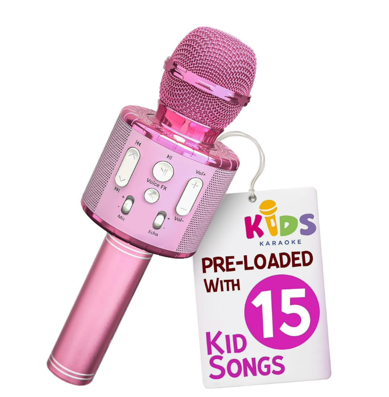 Kids Karaoke Microphone Bluetooth – Portable Wireless Singing Toy with Speaker, Music Player & LED Lights for Fun Singing, Party & Entertainment