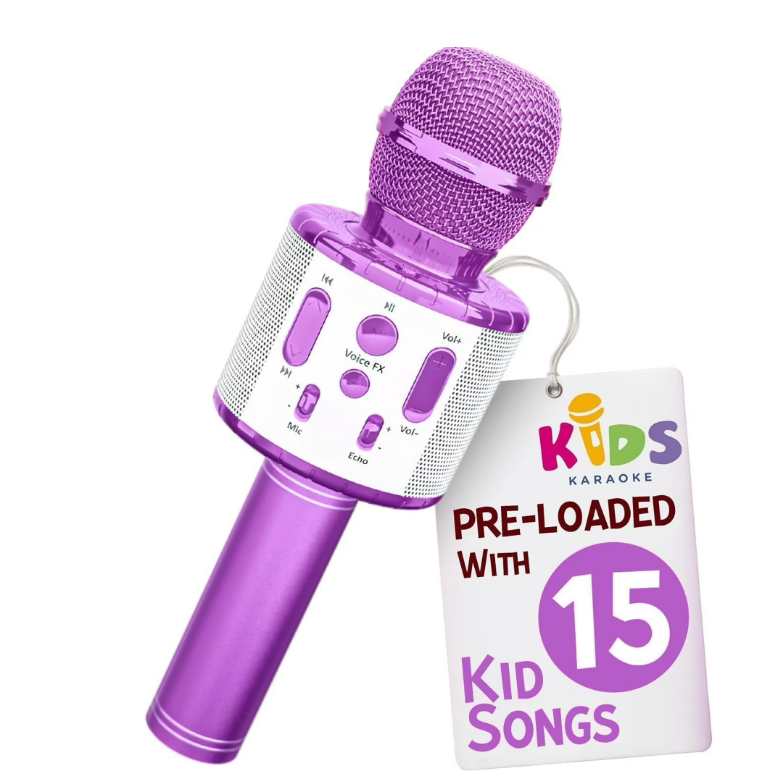 Kids Karaoke Microphone Bluetooth – Portable Wireless Singing Toy with Speaker, Music Player & LED Lights for Fun Singing, Party & Entertainment