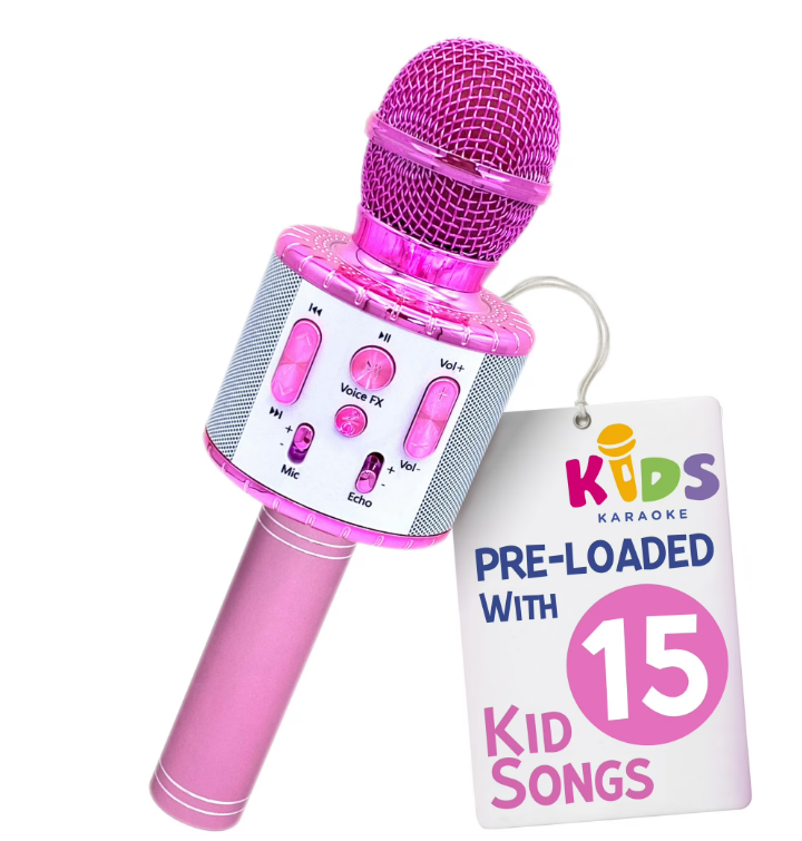 Kids Karaoke Microphone Bluetooth – Portable Wireless Singing Toy with Speaker, Music Player & LED Lights for Fun Singing, Party & Entertainment