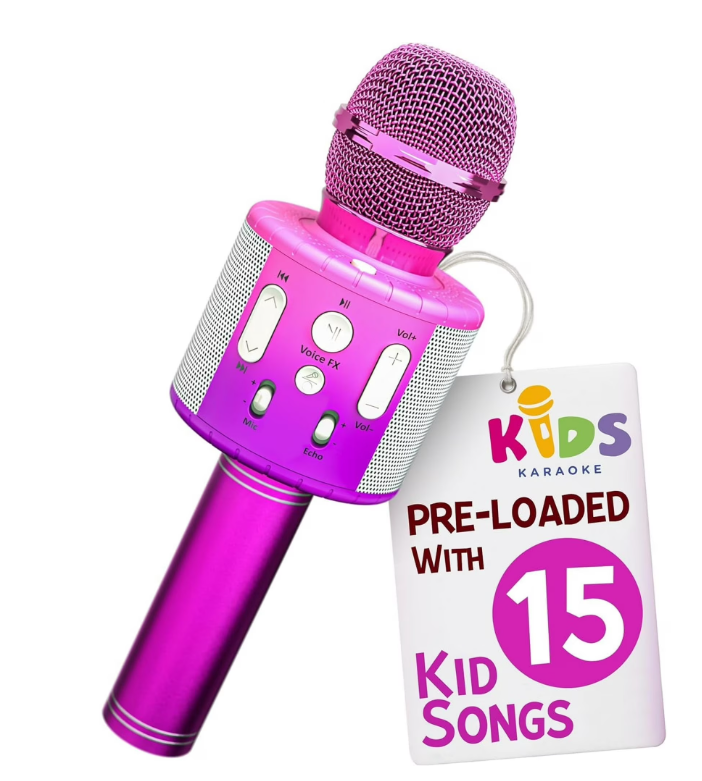 Kids Karaoke Microphone Bluetooth – Portable Wireless Singing Toy with Speaker, Music Player & LED Lights for Fun Singing, Party & Entertainment