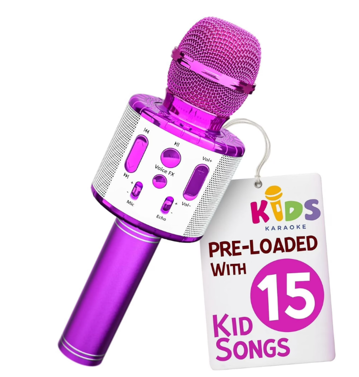 Kids Karaoke Microphone Bluetooth – Portable Wireless Singing Toy with Speaker, Music Player & LED Lights for Fun Singing, Party & Entertainment
